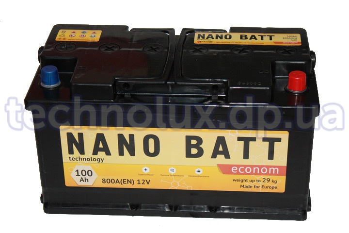 Аккумулятор 100 Ah-12v  NANO BATT  (352х175х190;   справа), EN800